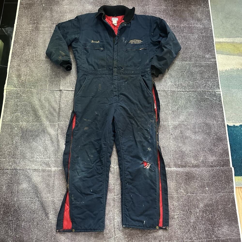 Men's Vintage 90's WearGuard Navy Blue Lined Telluride Ski Resort Coveralls Sz L